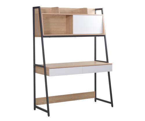 Työpöytä STUDY hyllyllä 124x54xH171cm, tammi/valkoinen