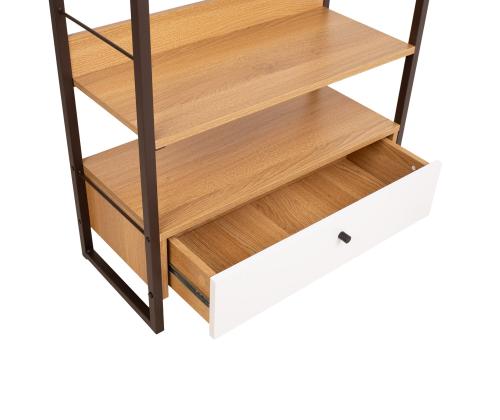 Hylly STUDY 70x30xH124,5cm, tammi/valkoinen