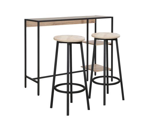 Baarisarja HEDVIG-pöytä ja 2 baarituolia, saari/musta
