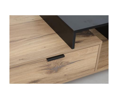 Sohvapöytä HANNES 90x50xK40cm, maalaismainen / musta melamiini