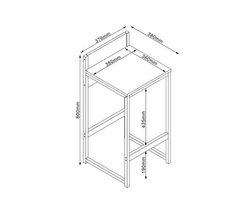 Baarijakkara HANNES 38x38xH80cm, maalaismainen melamiinipintainen viimeistely