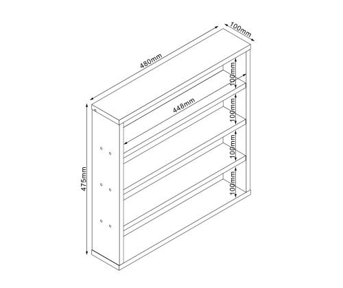 Hylly LESTER 48x10xH47,5cm, valkoinen melamiini