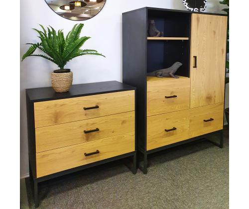 Lipasto AMSTERDAM 80x40xH75cm, tammi/musta