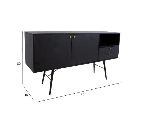 Lipasto LUXEMBURG 150x40xH80cm, musta melamiini