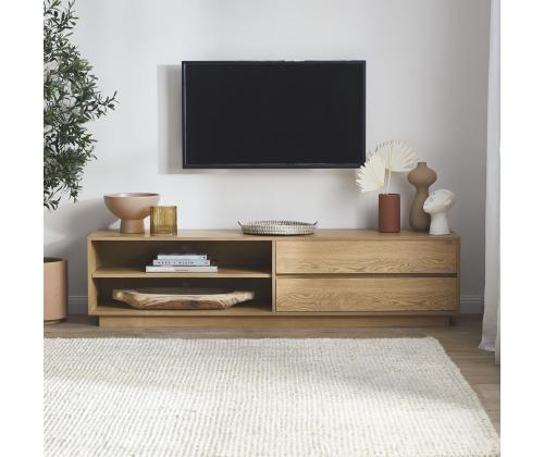 TV-pöytä SACHA 180x40xH43cm, melamiini tammen kuorella