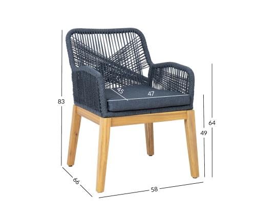 Työkalu FLORIDA 58x66xH83cm, akaasia, harmaa