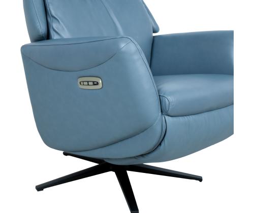 Nojatuoli DAMIANO sähköinen lepotuoli 72x84xH116cm, sinistä nahkaa