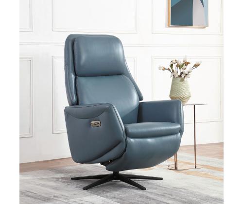 Nojatuoli DAMIANO sähköinen lepotuoli 72x84xH116cm, sinistä nahkaa