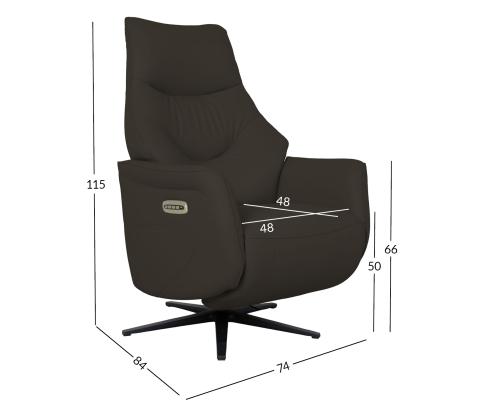 Nojatuoli DAYANA sähköinen lepotuoli 74x84xH115cm, ruskeaa nahkaa