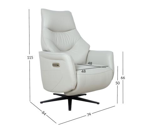 Nojatuoli DAYANA sähköinen lepotuoli 74x84xH115cm, beige nahkaa