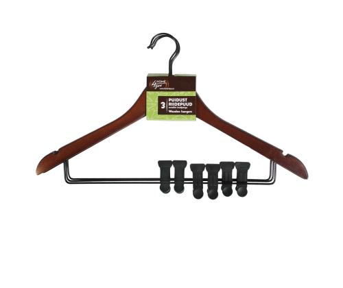 Ripustimet 3 kpl/setti, klipseillä, tummanruskea