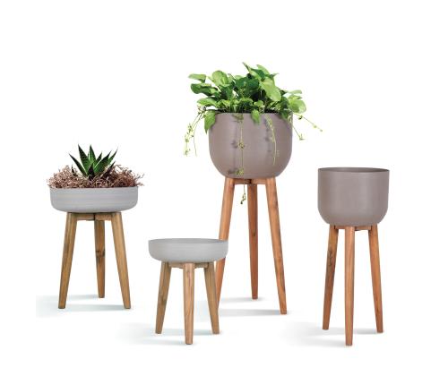 Kukkaruukku SANDSTONE puujaloilla D39xK51cm, harmaa