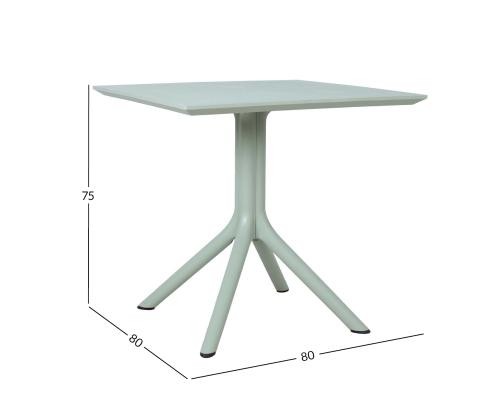 Pöytä MANGO 80x80xK75cm, vihreä-harmaa muovi