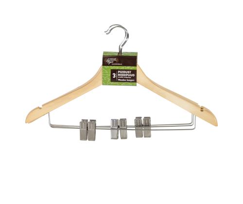 Ripustimet 3 kpl/setti, klipseillä, puuta, luonnollinen