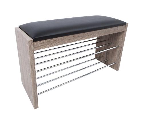 Kenkäteline-penkki BENO 79,5x30xH50cm, tumma tammi