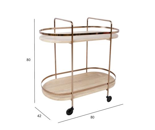 Tarjoilupöytä GENOVA 80x42xH80cm, vaaleanruskea, teräs, laminaattilevy