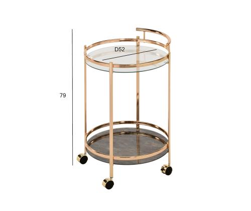 Tarjoilupöytä GENUA D52xH79cm, kultainen, teräs, lasi