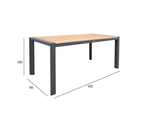 Pöytä TAMPERE 160x80xH75cm, tiikki, alumiini
