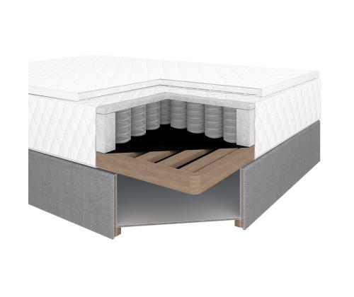 Mannermainen sänky LEVI 120x200cm, patjalla, harmaa, 123x210xH114,5cm