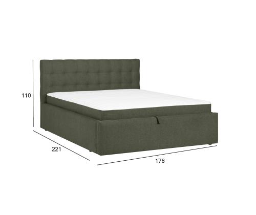Mannermainen sänky LEENA 160x200cm, patjalla, vihreä, 176x221xH110cm