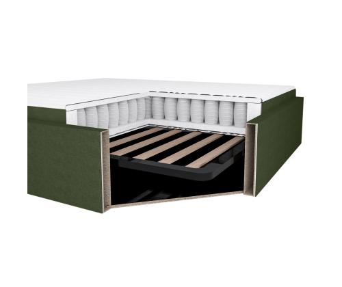 Mannermainen sänky LEENA 160x200cm, patjalla, vihreä, 176x221xH110cm