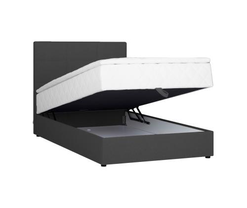 Mannermainen sänky LEVI 120x200cm, patjalla, tummanharmaa, 123x210xH114,5cm