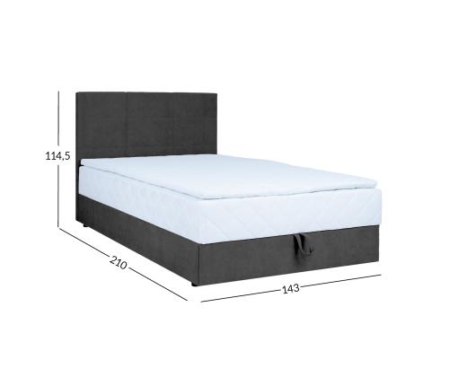 Mannermainen sänky LEVI 140x200cm, patjalla, tummanharmaa, 143x210xH114,5cm