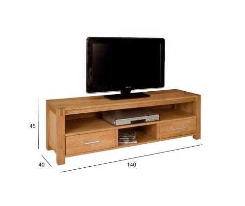 TV-pöytä CHICAGO NEW 2-laatikko, 140x40xH45cm, puu: tammiviilu/MDF, väri: luonnonväri, viimeistely: öljytty