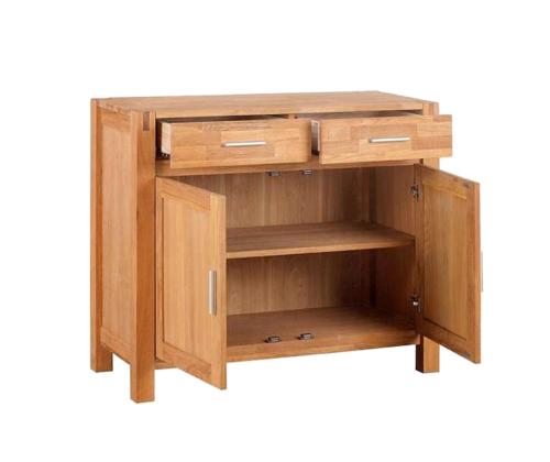 Lipas CHICAGO UUSI, 2 laatikkoa ja 2 ovea, 97x44xH86cm, puu: tammiviilu/MDF, väri: luonnollinen, viimeistely: öljytty