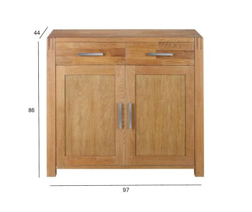 Lipas CHICAGO UUSI, 2 laatikkoa ja 2 ovea, 97x44xH86cm, puu: tammiviilu/MDF, väri: luonnollinen, viimeistely: öljytty