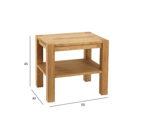 Yöpöytä/pöytä CHICAGO NEW, 50x40xH45cm, hyllyllä, puu: tammiviilu/MDF, väri: luonnollinen, viimeistely: öljytty