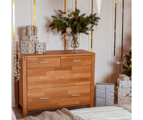 Arkku CHICAGO UUSI 4 laatikolla, 105x45xH84cm, puu: tammiviilu, väri: luonnollinen