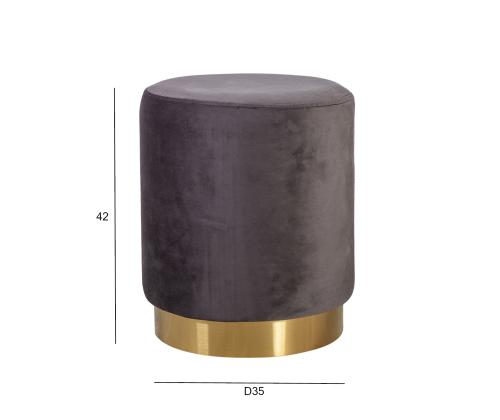 Tumba LA PERLA D35xH42cm, päällysmateriaali: samettikangas, väri: harmaa