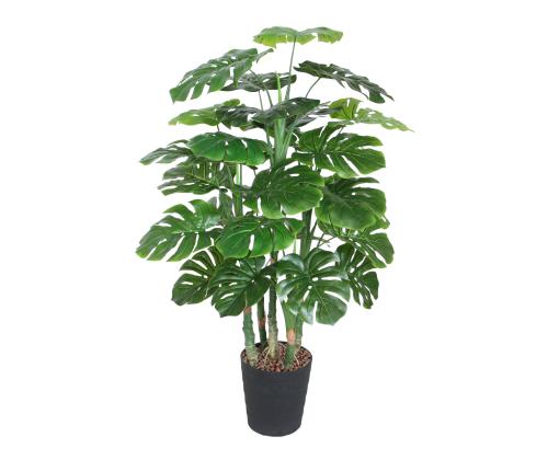 Keinotekoinen puu MONSTERA, K120cm, 5 runkoa, musta ruukku