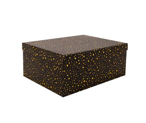 Pahvilaatikko DIANA-1 kannella 37,5x29xH16cm, musta kultaisilla pilkuilla varustettuna