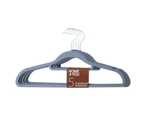 Vaatehenkarit 5kpl, tummanharmaa, liukumaton