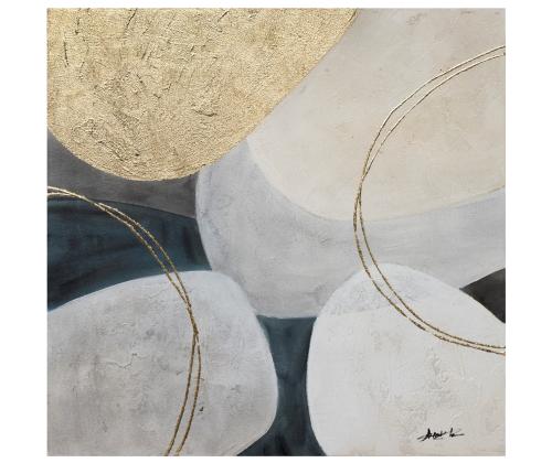 Öljymaalaus 70x70cm, kultainen/valkoinen 1