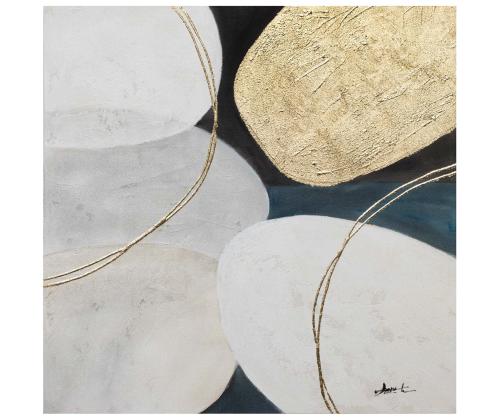 Öljymaalaus 70x70cm, kultainen/valkoinen 2