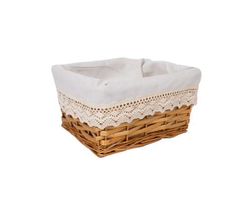 Basket MAX, 24x18xH12cm, vaaleanruskea punos, pitsikangas