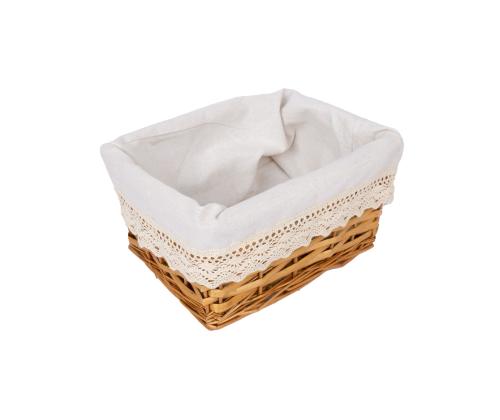 Basket MAX, 24x18xH12cm, vaaleanruskea punos, pitsikangas