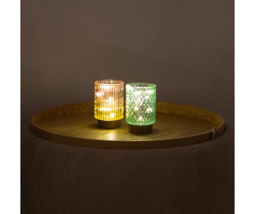 LED-kynttilä WINGS AMBER D8,5xH13cm vaaleanpunainen/keltainen, ajastin 6h