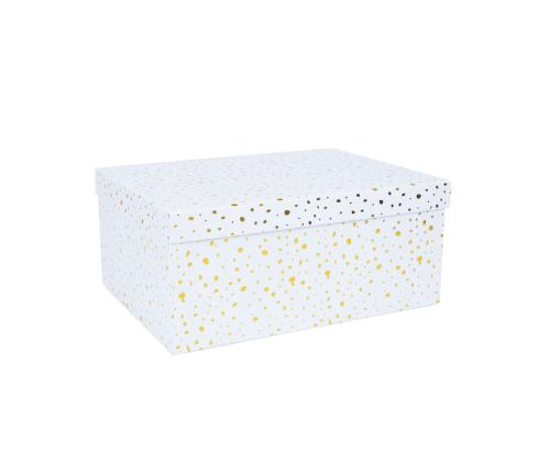Pahvilaatikko DIANA-6 kannella 27x20xK12cm, valkoinen, kultaiset täplät
