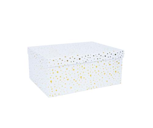 Pahvilaatikko DIANA-7 kannella 25x18xH10,5cm, valkoinen, kultaiset täplät