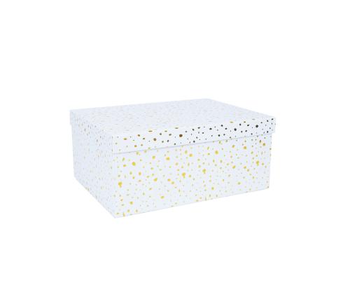 Pahvilaatikko DIANA-10 kannellinen 19x13xH8cm, valkoinen, kultaiset täplät