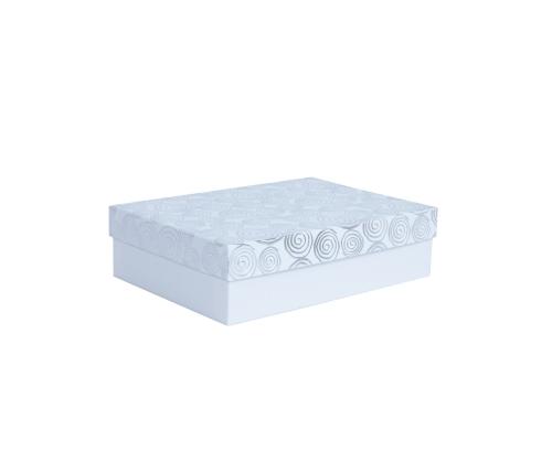 Laatikko ELSA 17x12x5,5cm, kannellinen kulta/hopea, valkoinen