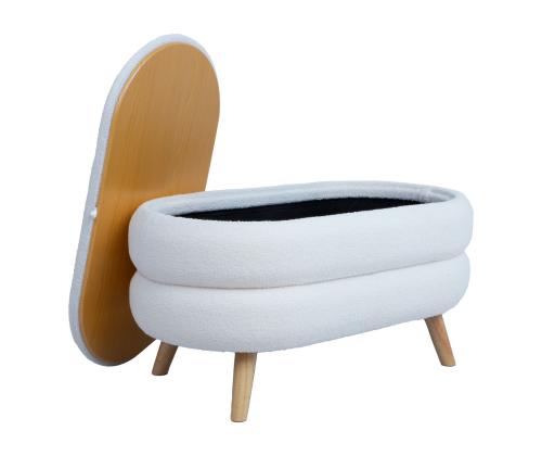 Pöytä HANA 87x48,5xH46cm, valkoinen, säilytystilalla varustettuna