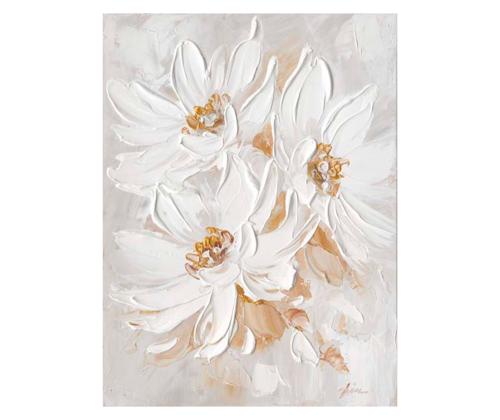 Öljyvärimaalaus 60x80cm, kolme valkoista kukkaa