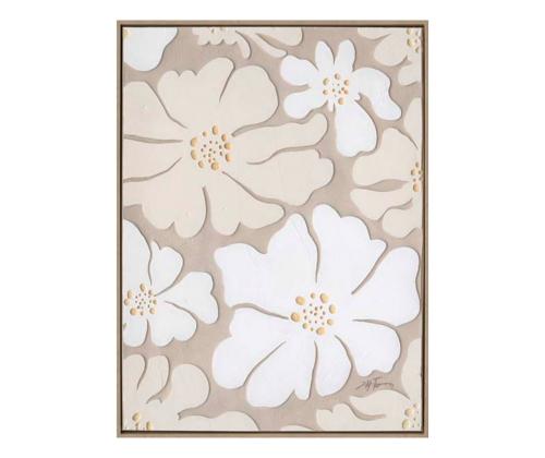 Maalaus kehyksellä 60x80cm, beige kukat