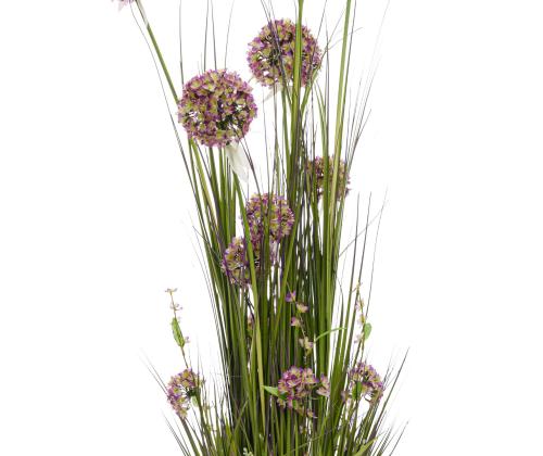 Tekokukka IN GARDEN H120cm, violetti allium, ruohon kärjet ruukussa