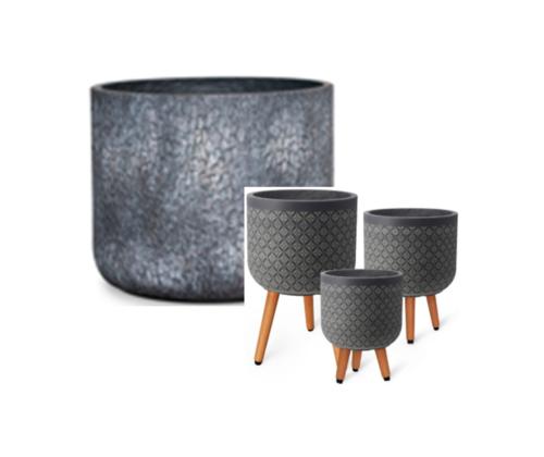 Kukkaruukku EDEN D27xH22cm, jaloissa, tummanharmaa